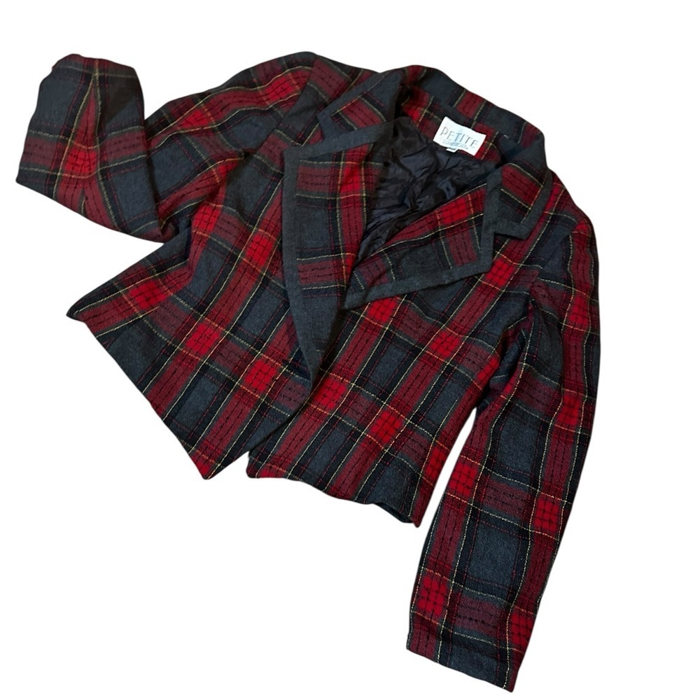 Vintage red plaid blazer, 10P